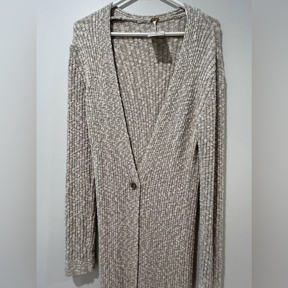 Free People Cotton Blend Long Cozy Cardigan Sweater Women’s XS Cream NWT - Picture 3 of 8